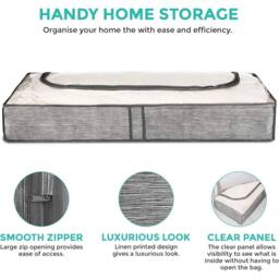 Nordara 2 Pack Grey Linen Underbed Storage Bags With Window - thumbnail 5