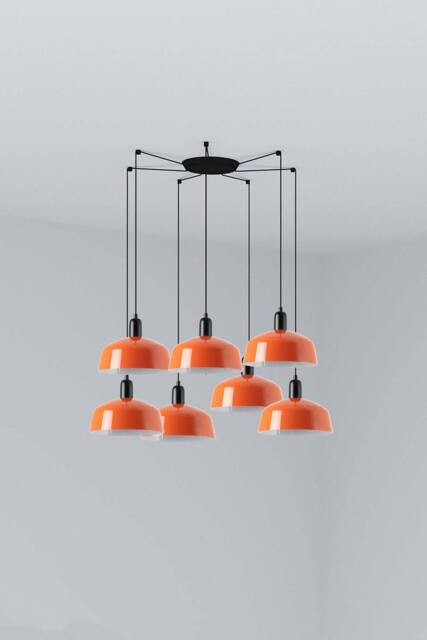 Netlighting Tatawin Medium Cluster Pendant Black Gloss Reddish Orange 7x E27