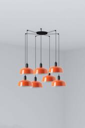 Netlighting Tatawin Medium Cluster Pendant Black Gloss Reddish Orange 7x E27
