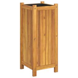 Berkfield Home Beautiful Garden Planter with Liner 31x31x75 cm Solid Wood Acacia in Brown - Size: 31 x 31 x 75 cm - thumbnail 3