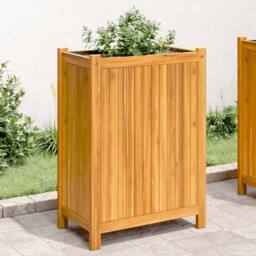 Berkfield Home Beautiful Garden Planter with Liner 31x31x75 cm Solid Wood Acacia in Brown - Size: 31 x 31 x 75 cm - thumbnail 2