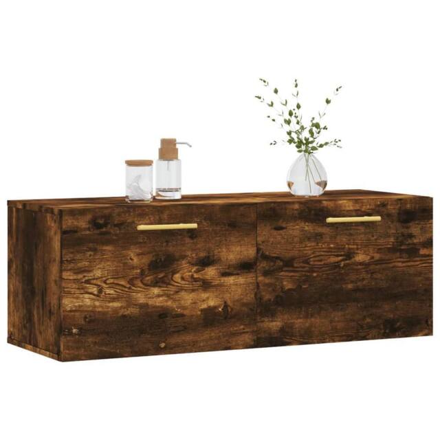Berkfield Home Wall Cabinet Smoked Oak 100x36.5x35 cm Engineered Wood in Brown - image 1