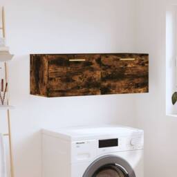 Berkfield Home Wall Cabinet Smoked Oak 100x36.5x35 cm Engineered Wood in Brown - thumbnail 2