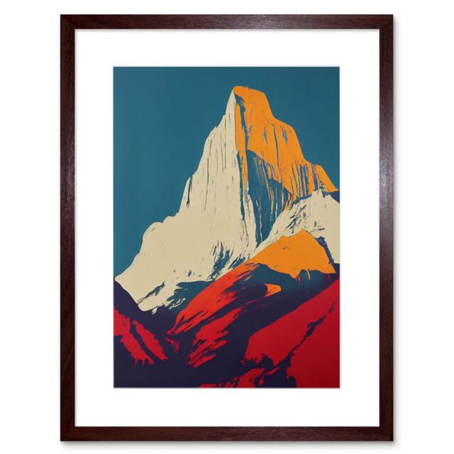 "Artery8 Wall Art Print El Capitan Rock Yosemite Valley Pop Art Yellow Red Artwork Framed 9X7 Inch in Brown - Size: W7"" x H9""" - image 1