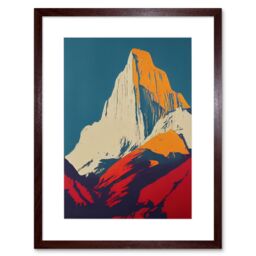 "Artery8 Wall Art Print El Capitan Rock Yosemite Valley Pop Art Yellow Red Artwork Framed 9X7 Inch in Brown - Size: W7"" x H9""" - thumbnail 1