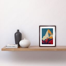 "Artery8 Wall Art Print El Capitan Rock Yosemite Valley Pop Art Yellow Red Artwork Framed 9X7 Inch in Brown - Size: W7"" x H9""" - thumbnail 2