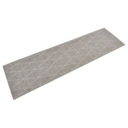 Berkfield Home Kitchen Rug Washable Rhombus 45x150 cm Velvet in Grey - thumbnail 1