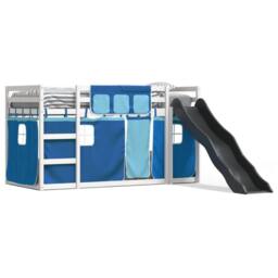 Berkfield Home Bunk Bed without Mattress with Slide & Curtains Blue 90x200 cm