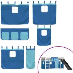 Berkfield Home Bunk Bed without Mattress with Slide & Curtains Blue 90x200 cm - thumbnail 5