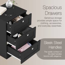 Home Discount Vida Designs Altino 4Pc Bedroom Set(3Dr Bedside, 5Dr Chest, Wardrobe) in Black - thumbnail 4