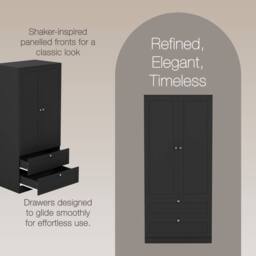 Home Discount Vida Designs Altino 4Pc Bedroom Set(3Dr Bedside, 5Dr Chest, Wardrobe) in Black - thumbnail 6