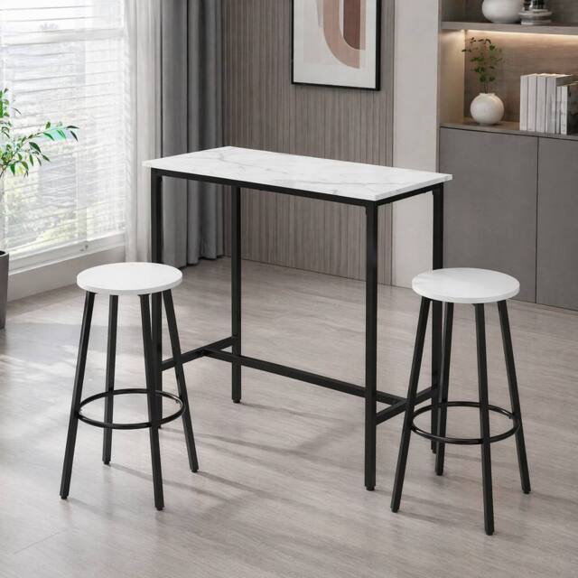 STILVORA Bar Table Set with wooden structure in White - image 1