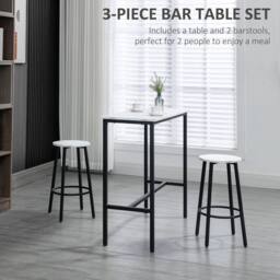 STILVORA Bar Table Set with wooden structure in White - thumbnail 4