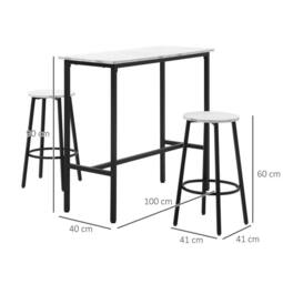 STILVORA Bar Table Set with wooden structure in White - thumbnail 2