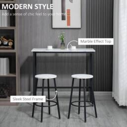 STILVORA Bar Table Set with wooden structure in White - thumbnail 5