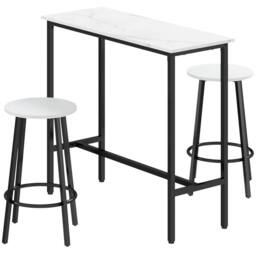 STILVORA Bar Table Set with wooden structure in White - thumbnail 3