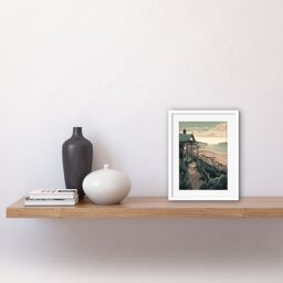 "Artery8 Wall Art Print Summer Beach House Coastal Landscape Artwork Framed 9X7 Inch in White - Size: W7"" x H9""" - thumbnail 2