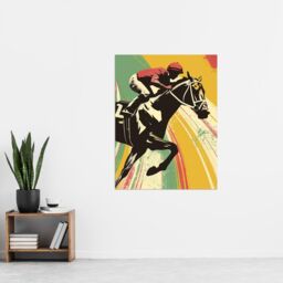 "Artery8 Jockey on Race Horse Artwork Bold Colourful Pop Wall Art Print - Size: W24"" x H32""" - thumbnail 4