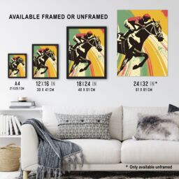 "Artery8 Jockey on Race Horse Artwork Bold Colourful Pop Wall Art Print - Size: W24"" x H32""" - thumbnail 3