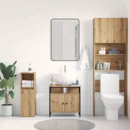 Berkfield Home Bathroom Sink Cabinet Artisan Oak 60x30x60 cm Engineered Wood in Brown - Size: 60 x 30 x 60 cm - thumbnail 3