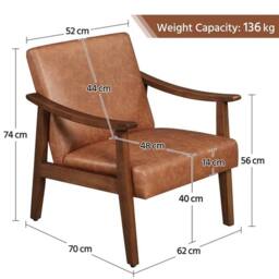 EONLION Faux Leather Upholstered Accent Chair in Brown - Size: 100 cm - thumbnail 2