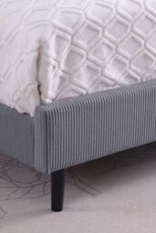 More4Homes Dereham Cord Fabric Winged Double Bed Frame in Light Grey - Size: King - thumbnail 7