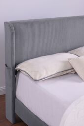 More4Homes Dereham Cord Fabric Winged Double Bed Frame in Light Grey - Size: King - thumbnail 6
