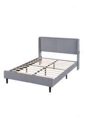 More4Homes Dereham Cord Fabric Winged Double Bed Frame in Light Grey - Size: King - thumbnail 5