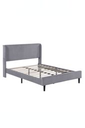 More4Homes Dereham Cord Fabric Winged Double Bed Frame in Light Grey - Size: King - thumbnail 2