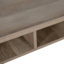 Wyld and Coco Office Desk Dark Wood Laminate Top Black Iron 3 Storage Compartments in Brown - thumbnail 8