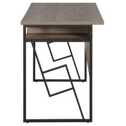 Wyld and Coco Office Desk Dark Wood Laminate Top Black Iron 3 Storage Compartments in Brown - thumbnail 5