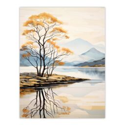 "Artery8 Wall Art Print Loch Lomond Reflections Scotland Ben Lomond Calm Artwork Painting Poster - Size: W12"" x H16""" - thumbnail 1