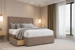 "Nexus Mattresses Ltd Tuscany Plush Divan Bed Base 2 Drawers Same Side - 26"" Headboard in Bronze - Size: Single"