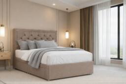 "Nexus Mattresses Ltd Tuscany Plush Divan Bed Base 2 Drawers Same Side - 26"" Headboard in Bronze - Size: Single" - thumbnail 2
