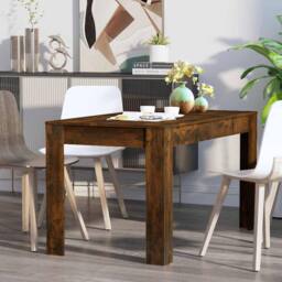 Berkfield Home Decorative Dining Table Smoked Oak 140x74.5x76 cm Engineered Wood in Brown - thumbnail 5