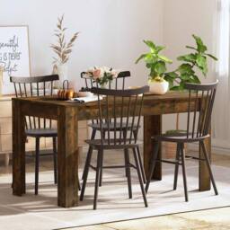 Berkfield Home Decorative Dining Table Smoked Oak 140x74.5x76 cm Engineered Wood in Brown - thumbnail 2