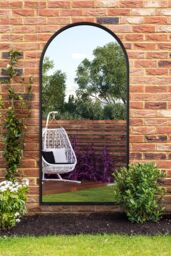 "MirrorOutlet Black Metal Framed Arched Garden Wall Mirror 63"" X 31"" (160CM X 80CM) - Size: 1 Pack" - thumbnail 1