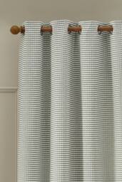 Catherine Lansfield 'Stab Stitch' Lined Eyelet Curtains in Green - Size: 168 cm width x 137 cm drop - thumbnail 2