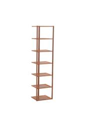 H&O Direct 7 Layer Simple Bamboo Single-Row Shoe Rack Storage Rack in Brown - thumbnail 2