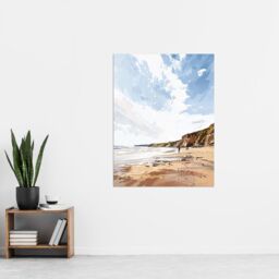 "Artery8 Filey Beach Coastal Cliffs Landscape England Sky Wall Art Print in Beige - Size: W24"" x H32""" - thumbnail 4