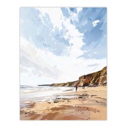 "Artery8 Filey Beach Coastal Cliffs Landscape England Sky Wall Art Print in Beige - Size: W24"" x H32""" - thumbnail 1