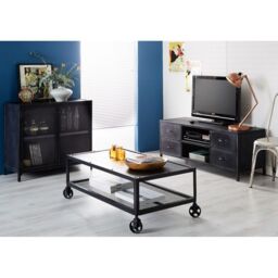 Indian Hub Small Sideboard - Metalica Iron - L40 x W90 x H80 cm in Black - thumbnail 3