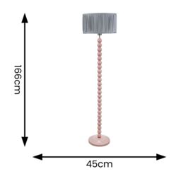 ValueLights Bobbins Painted Rose Floor Lamp with Ruched Pleated Drum Lamp Shade in Pale Blue - thumbnail 4