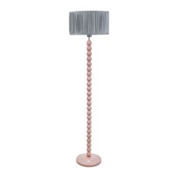 ValueLights Bobbins Painted Rose Floor Lamp with Ruched Pleated Drum Lamp Shade in Pale Blue - thumbnail 2
