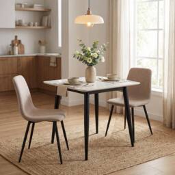 Havendro 2 Pack Light Brown Metal Dining Chairs Foam Padded Seats - thumbnail 4