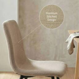Havendro 2 Pack Light Brown Metal Dining Chairs Foam Padded Seats - thumbnail 3
