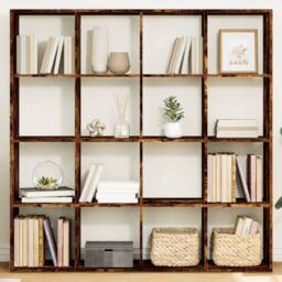 Berkfield Home Book Cabinet Smoked Oak 137.5x29x137.5 cm Engineered Wood in Brown - thumbnail 2