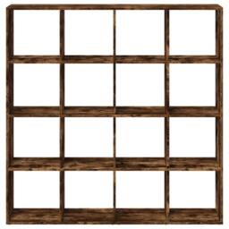 Berkfield Home Book Cabinet Smoked Oak 137.5x29x137.5 cm Engineered Wood in Brown - thumbnail 5