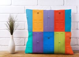 Warren Reed - Designer Colourful English Doors Cushions in Red - Size: 45 cm x 45 cm - thumbnail 2