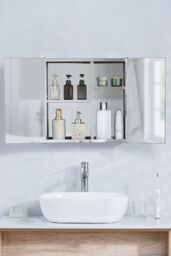 Home Discount Bath Vida Stainless Steel Mirrored Wall Cabinet (ALREADY ASSEMBLED) in Silver - thumbnail 5